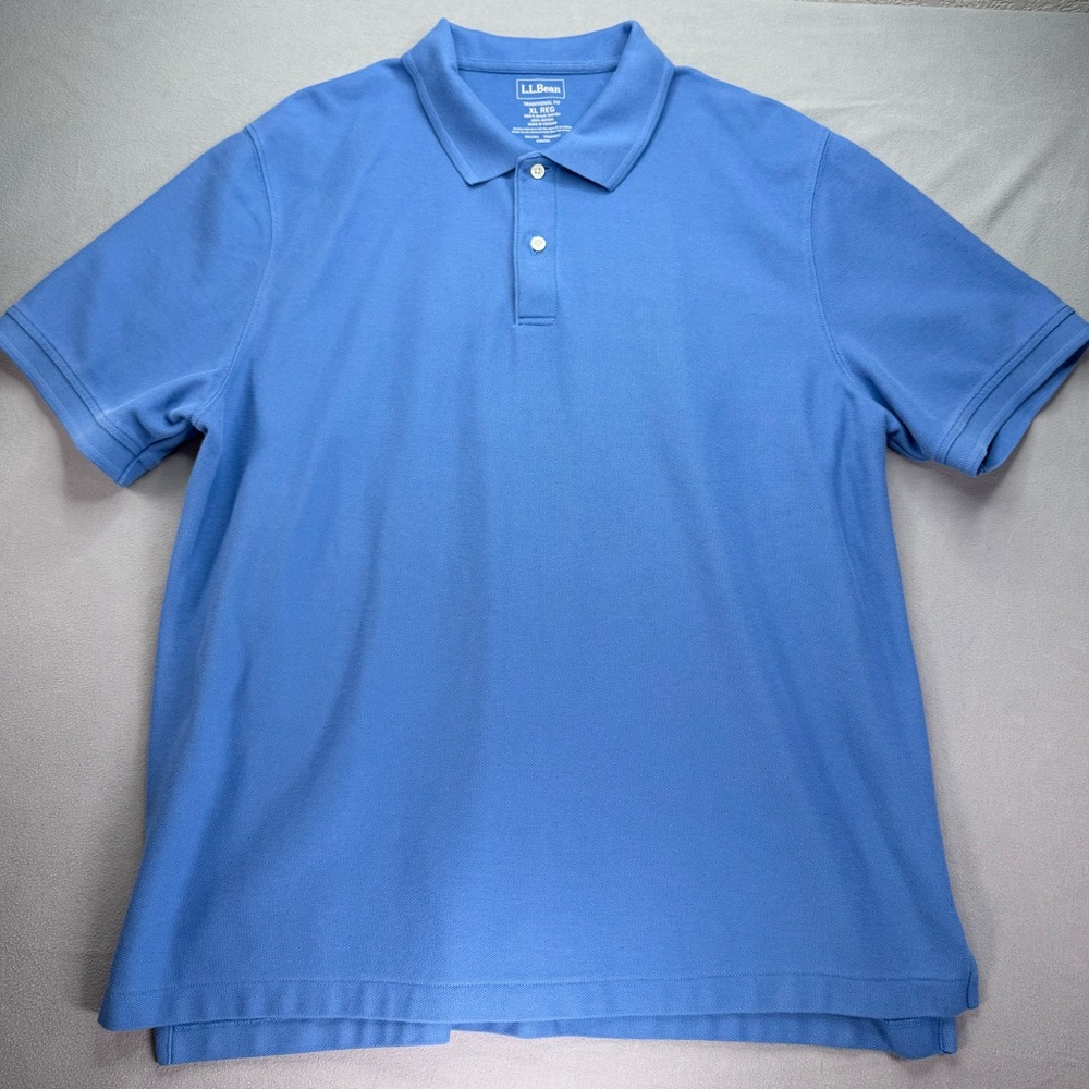 Mens Blue L.L. Bean Solid Blue Polo Size XL Durable Thick Cotton Preowned